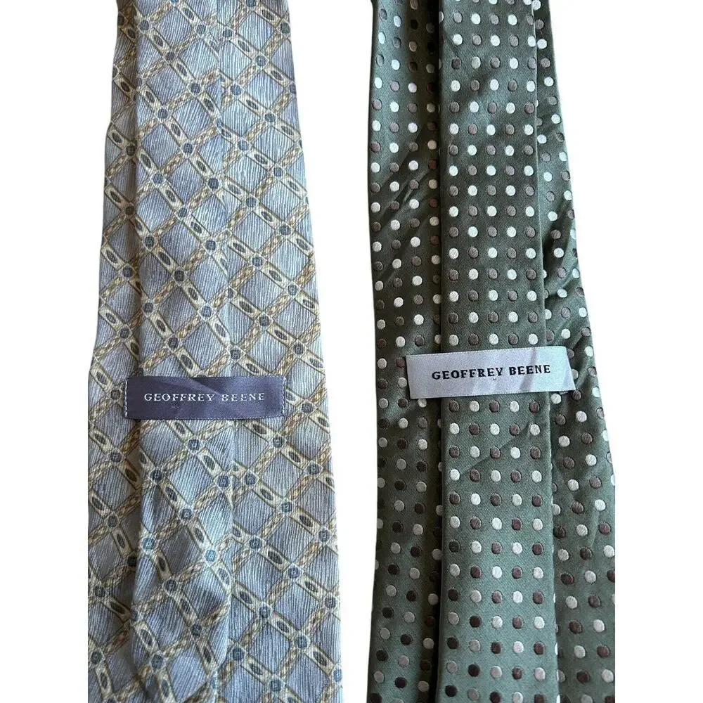 Geoffrey Beene Neckties 2 Hand Made 100% Silk Men’s Neck Tie Made In China